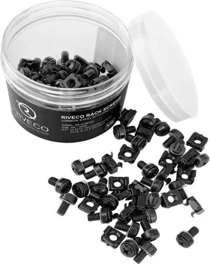 RIVECO Rack Screws & Cage Nuts for Server Cabinets & Racks Mounting Network Equipment Clip Nuts 50 Sets M6 x 16mm Black