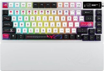 ROG Azoth X 75% custom gaming keyboard - hot-swappable ROG NX V2 Mechanical Switches, dye-sublimated semi-translucent keycaps, OLED display, three-way