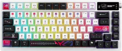 ROG Azoth X 75% custom gaming keyboard - hot-swappable ROG NX V2 Mechanical Switches, dye-sublimated semi-translucent keycaps, OLED display, three-way