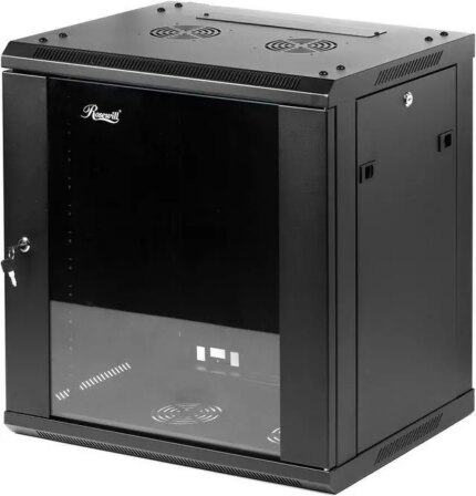 Rosewill 12U Server Rack Enclosure with Glass Door, Locks, & Removable Side Panels Wall Mount Network Cabinet 19 Inch Rack 17.7 Inches Deep Fully