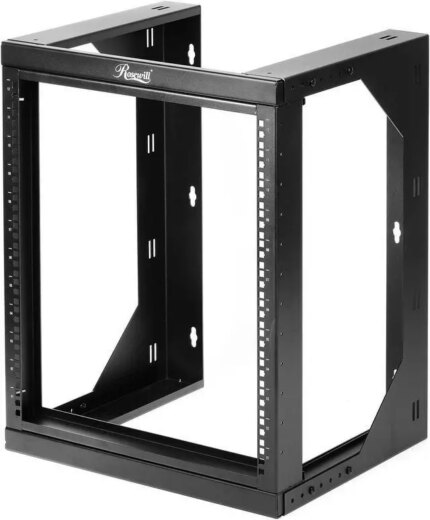 Rosewill 12U Server Rack with Swing Gate -Wall Mount Rack for 19 Inch IT Equipment Open Frame Rack–Network Rack Wall Mount for AV & Server Equipment