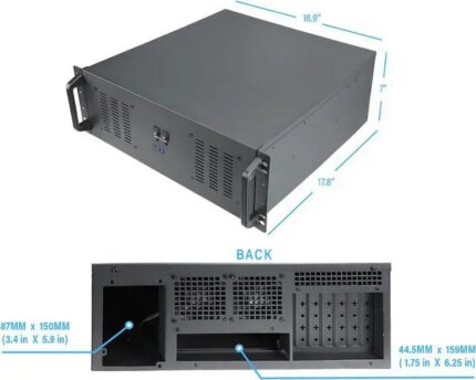Rosewill 4U Server Chassis Rackmount Case | 11x 3.5" Bays, 3x 2.5" Devices| ATX, CEB Compatible | 2 120mm PWM Fan, 2 80mm PWM Fans | 2x USB 3.0, 1