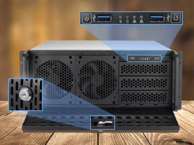 Rosewill 4U Server Chassis Rackmount Case | 8 3.5" HDD Bays, 3 5.25" Devices | E-ATX Compatible | 5 Front 120mm Fans, 2 Rear 80mm Fans | 2x USB 3.0 |