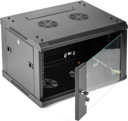 Rosewill 6U Server Rack Enclosure with Glass Door, Locks, & Removable Side Panels Wall Mount Network Cabinet 19 Inch Rack 17.7 Inches Deep
