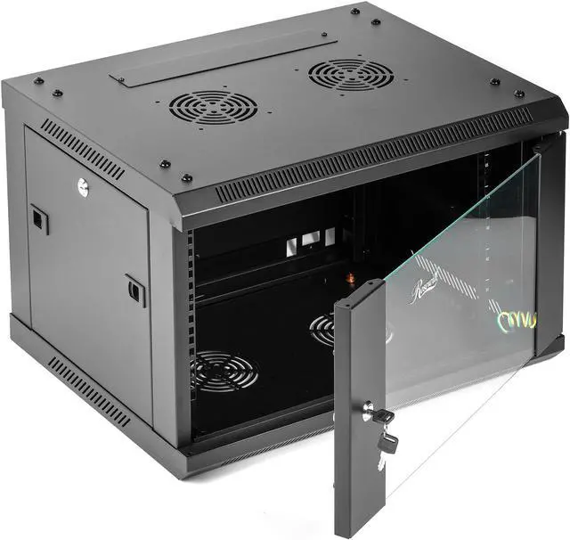 Rosewill 6U Server Rack Enclosure with Glass Door, Locks, & Removable Side Panels Wall Mount Network Cabinet 19 Inch Rack 17.7 Inches Deep