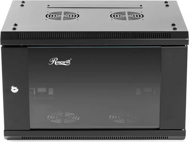 Rosewill 6U Server Rack Enclosure with Glass Door, Locks, & Removable Side Panels Wall Mount Network Cabinet 19 Inch Rack 17.7 Inches Deep