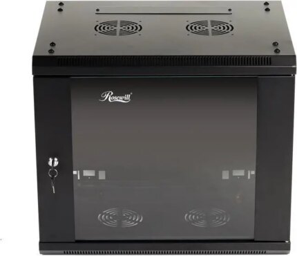 Rosewill 9U Server Rack Enclosure with Glass Door, Locks, & Removable Side Panels Wall Mount Network Cabinet 19 Inch Rack 17.7 Inches Deep Fully