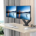Rosewill Dual Monitor Mount, 15 to 32 Inch, 4.4 to 19.8lbs per Screen, Adjustable Gas Spring Monitor Arm with Cable Management, Clamp & Grommet Base