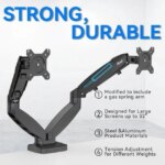 Rosewill Dual Monitor Mount, 15 to 32 Inch, 4.4 to 19.8lbs per Screen, Adjustable Gas Spring Monitor Arm with Cable Management, Clamp & Grommet Base