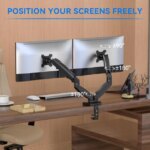 Rosewill Dual Monitor Mount, 15 to 32 Inch, 4.4 to 19.8lbs per Screen, Adjustable Gas Spring Monitor Arm with Cable Management, Clamp & Grommet Base