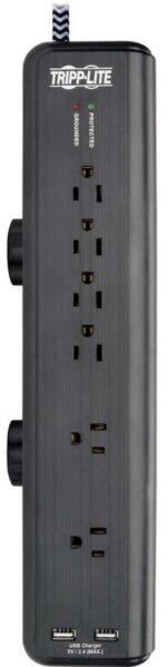 Safe-IT Surge Protector 6-Out 2 USB Ports Antimicrobial 8ft Cord