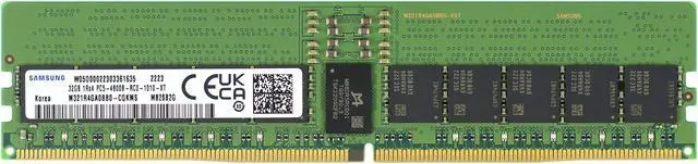 Samsung M321R4GA0BB0-CQK 32GB DDR5-4800 REG EC8 RDIMM PC5-38400R ECC Registered DIMM 288-Pin 1Rx4 1.1V Server Memory RAM Module