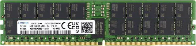 Samsung M321R8GA0BB0-CQK 64GB 2Rx4 PC5-38400 4800MHz DDR5 EC8 RDIMM ECC Registered Server Memory RAM