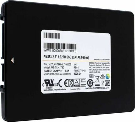 Samsung PM883 1.92TB SATA 6Gb/s 2.5" Enterprise SSD — MZ7LH1T9HMLT (MZ-7LH1T90)