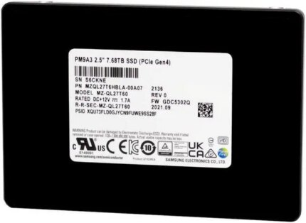 Samsung PM9A3 7.68TB PCIe Gen4 x4 NVMe U.2 Data Center SSD MZ-QL27T60 (MZQL27T6HBLA-00A07)