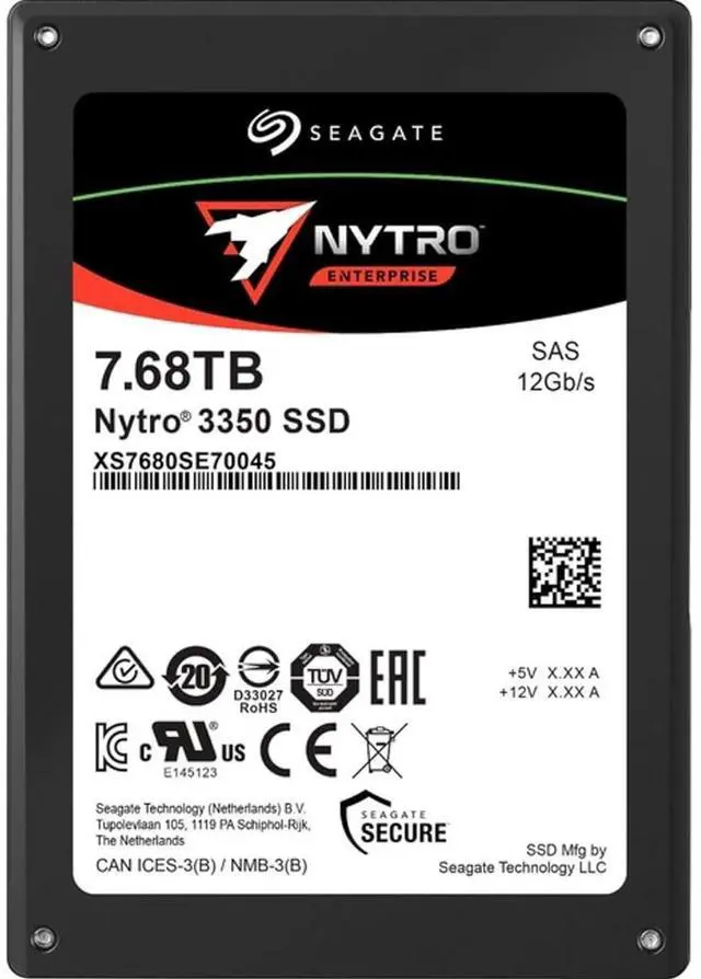 Seagate Nytro 3000 XS7680SE70045 7.68 TB Solid State Drive - 2.5" Internal - SAS (12Gb/s SAS) - Server, Storage System Device Supported - 1 DWPD -