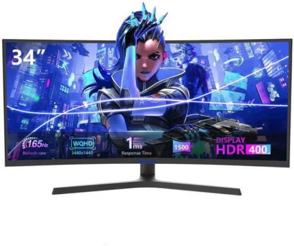 Sealan 34 inch Curved Ultrawide Computer Gaming Monitor 165Hz,UWQHD 3440x1440,1500R -PIP,1ms (MPRT),HDR, 300nits, sRGB99%,FreeSync,HDMI2.0(TMDS)