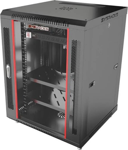Server Rack – 15U - Wall Mount Rack - Locking Cabinet for Network - Electronics - Security - Audio - Video - AV Equipment - Data Rack - Legs / Power