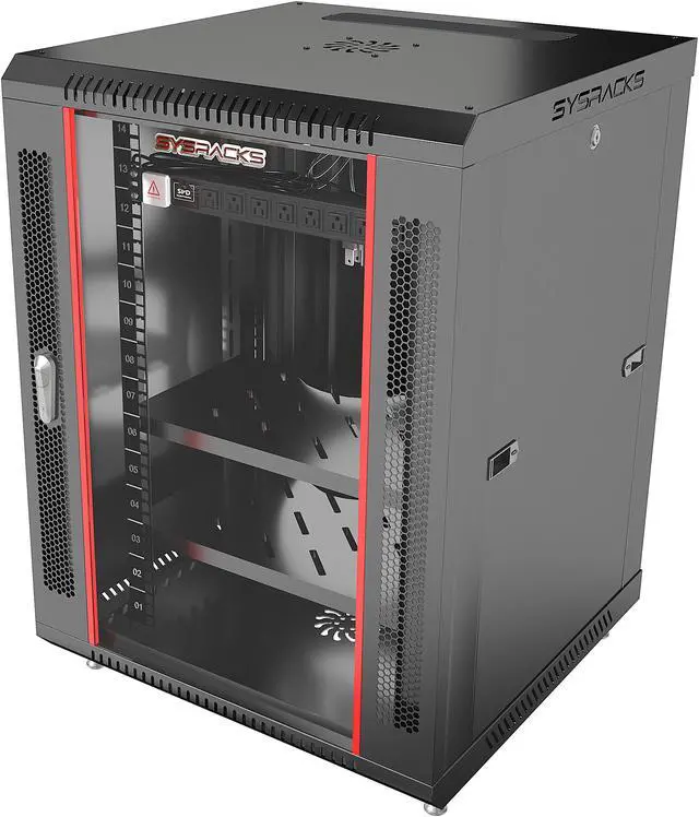 Server Rack – 15U - Wall Mount Rack - Locking Cabinet for Network - Electronics - Security - Audio - Video - AV Equipment - Data Rack - Legs / Power