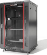 Server Rack – 18U - Wall Mount Rack - Locking Cabinet for Network - Electronics - Security - Audio - Video - AV Equipment - Data Rack - wheels / Power