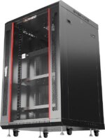 Server Rack – 18U - Wall Mount Rack - Locking Cabinet for Network - Electronics - Security - Audio - Video - AV Equipment - Data Rack - wheels / Power