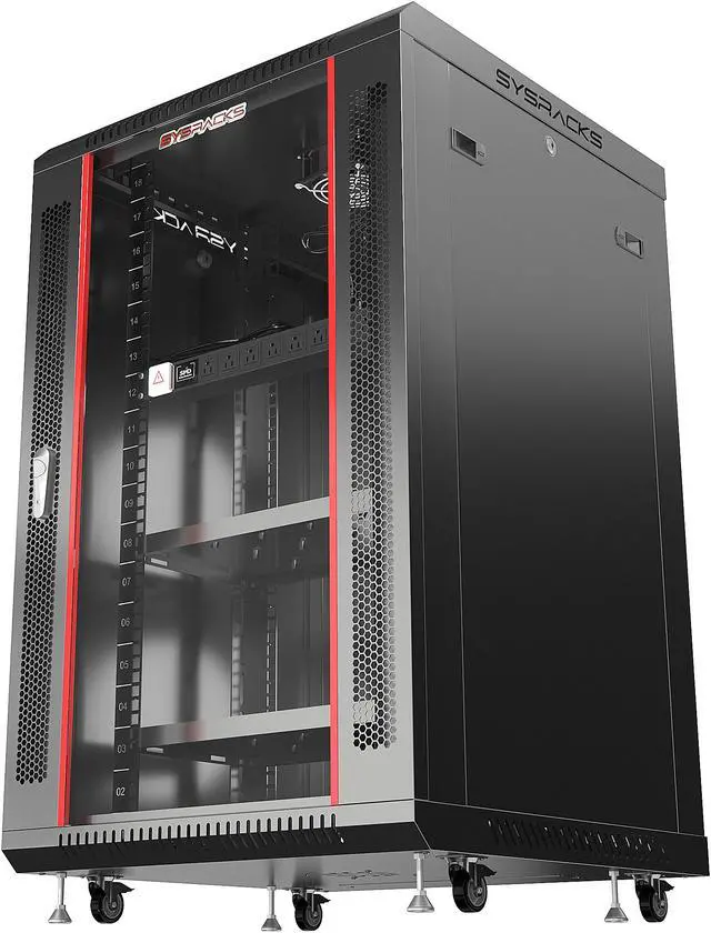 Server Rack – 18U - Wall Mount Rack - Locking Cabinet for Network - Electronics - Security - Audio - Video - AV Equipment - Data Rack - wheels / Power