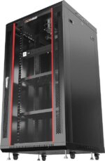 Server Rack – 22U - Wall Mount Rack - Locking Cabinet for Network - Electronics - Security - Audio - Video - AV Equipment - Data Rack - wheels / Power