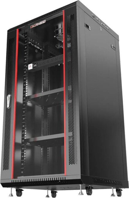 Server Rack – 22U - Wall Mount Rack - Locking Cabinet for Network - Electronics - Security - Audio - Video - AV Equipment - Data Rack - wheels / Power