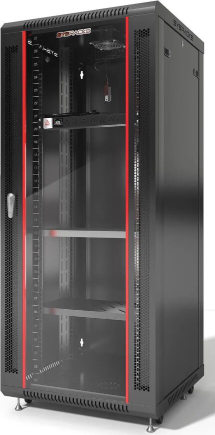 Server Rack – 27U - Wall Mount Rack - Locking Cabinet for Network - Electronics - Security - Audio - Video - AV Equipment - Data Rack - wheels / Power