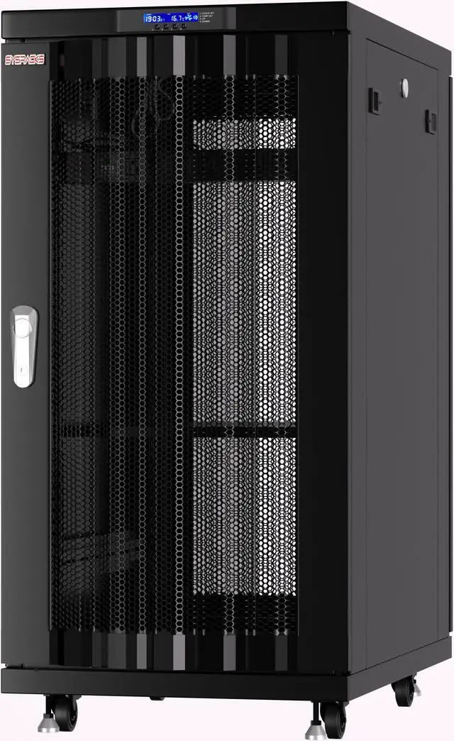 Server Rack - Locking Cabinet - Network Rack - Av Cabinet - 27 U - Rack Mount - Free Standing Network Rack- Server Cabinet - Caster Leveler - Shelf -