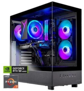 Skytech Azure Gaming PC Desktop, Ryzen 7 7700 3.8 GHz (5.3GHz Turbo), NVIDIA RTX 5060 Ti 16GB GDDR7, 1TB Gen4 NVMe SSD, 32GB 5200Mhz DDR5 RAM RGB,