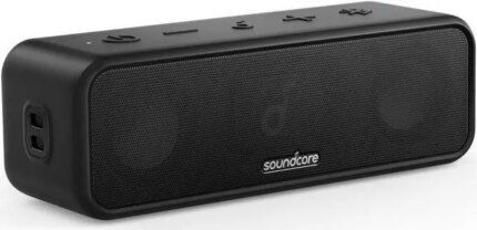 Soundcore 3 Bluetooth Speaker with Stereo Sound, Pure Titanium Diaphragm Drivers, PartyCast Technology, BassUp, 24H Playtime, IPX7 Waterproof, App for