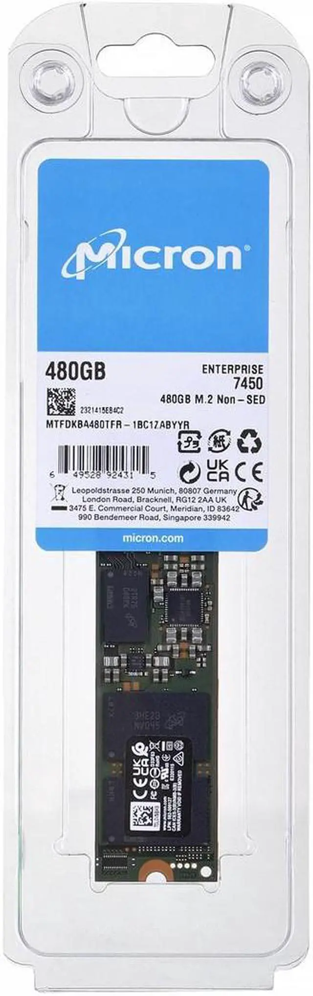 SSD Micron 7450 PRO 480GB M.2 (22x80) NVMe PCI 4.0 MTFDKBA480TFR-1BC1ZABYYR (DWPD 1)