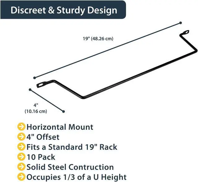 StarTech.com Cable Lacing Bar - 10 Pack - Steel - Horizontal Cable Management Bar - Rack Cable Organizer - Cable Lacing Tool