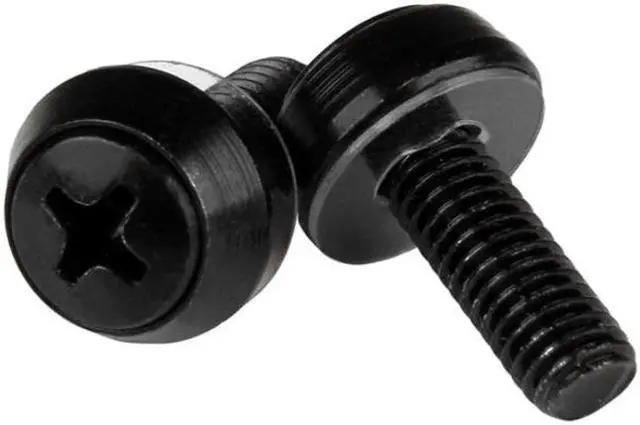 StarTech.com M6 x 12mm - Screws - 100 Pack, Black - M6 Mounting Screws for Server Rack & Cabinet - Mounting Screw - 0.47" - Steel - Black - 1 Pack