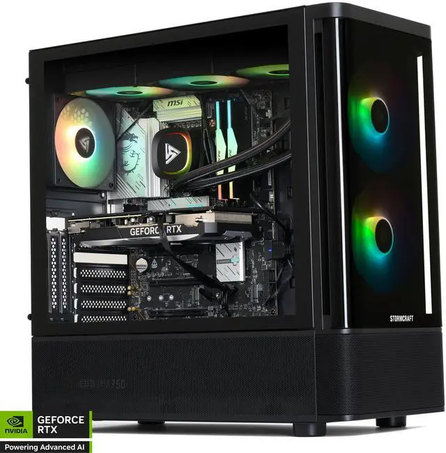 STORMCRAFT Gaming PC SKYHAWK PRO Intel Core i9-14900KF NVIDIA GeForce RTX 5070 Ti – AI Powered 32GB DDR5 6000MHz RGB 2TB NVMe SSD 360mm AIO 850W PSU