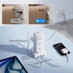 SUPERDANNY 12-Outlet Surge Protector Power Strip Tower,1700 Joule Charging Station with 12 AC Outlets, 4 USB Ports, 6.5ft Extension Cord for Home