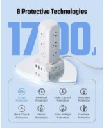 SUPERDANNY 12-Outlet Surge Protector Power Strip Tower,1700 Joule Charging Station with 12 AC Outlets, 4 USB Ports, 6.5ft Extension Cord for Home