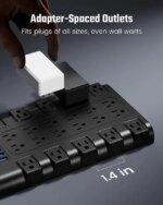 SUPERDANNY 2 USB-C Ports Fast Charging Station Power Strip Surge Protector 22 Outlets 2100J Iphone Charger