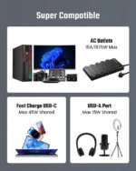SUPERDANNY 2 USB-C Ports Fast Charging Station Power Strip Surge Protector 22 Outlets 2100J Iphone Charger