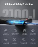 SUPERDANNY 2 USB-C Ports Fast Charging Station Power Strip Surge Protector 22 Outlets 2100J Iphone Charger