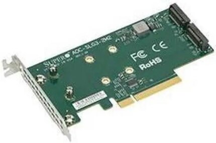 Supermicro AOC-SLG3-2M2 PCIe Add-On Card for up to two NVMe SSDs - Bulk