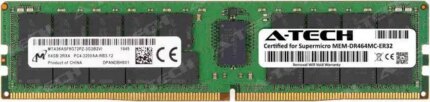 Supermicro Certified MEM-DR464MC-ER32 | Micron MTA36ASF8G72PZ-3G2B2 | 64GB PC4-25600 DDR4 3200MHz 2Rx4 Dual Rank ECC RDIMM Registered 288-Pin Server
