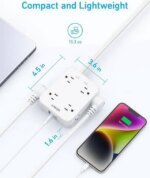 Surge Protector Flat Plug Power Strip 2000J, Anker 5ft Thin Extension Cord with 8 Outlets, 2 USB A and 1 USB C Port, 20W for iPhone15, Wall Mount,