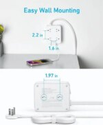 Surge Protector Flat Plug Power Strip 2000J, Anker 5ft Thin Extension Cord with 8 Outlets, 2 USB A and 1 USB C Port, 20W for iPhone15, Wall Mount,
