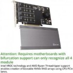 SYBA SI-PEX40161 PCI-Express 3.0 x16 PCI-Express Quad M.2 PCIe 3.0 x4 PCIe x16 Expansion Card Intel VROC and AMD Ryzen Threadripper NVMe Raid