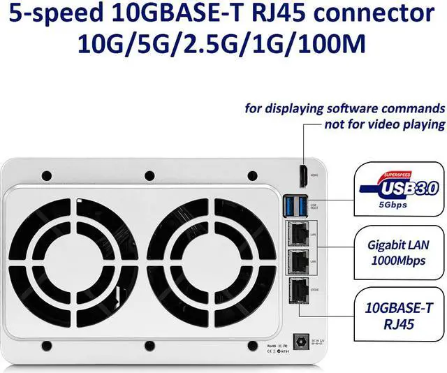 TERRAMASTER F5-422 5Bay 10GbE NAS Storage Server Enclosure DiskStation- Apollo J3455 QuadCore CPU Hardware Encryption (Diskless)