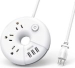 Travel Power Strip with USB Ports, NTONPOWER Cruise Approved Power Strip with 3 Outlet 3 USB, 5 ft Extension Cord with USB Ports, Compact for Indoor