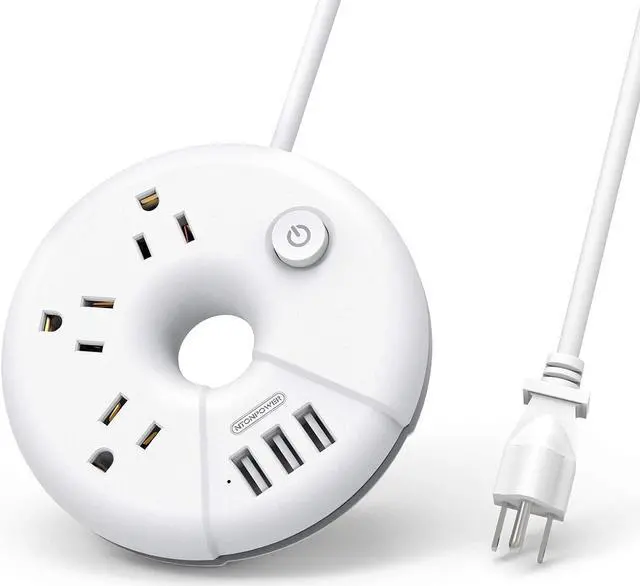 Travel Power Strip with USB Ports, NTONPOWER Cruise Approved Power Strip with 3 Outlet 3 USB, 5 ft Extension Cord with USB Ports, Compact for Indoor