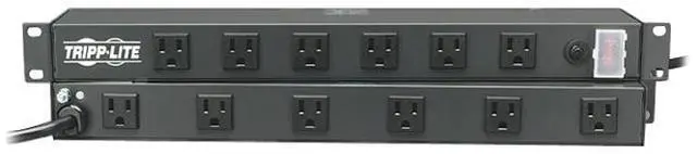 Tripp Lite 1U Rack-Mount Power Strip, 120V, 15A, 5-15P, 12 Outlets (Right-Angled Widely Spaced), 15.0 Feet Cord (RS-1215-RA)
